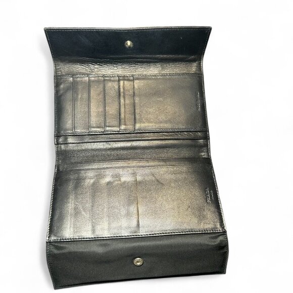 PRADA Saffiano Leather and Nylon Tri-Fold Wallet - Black - Picture 5 of 15